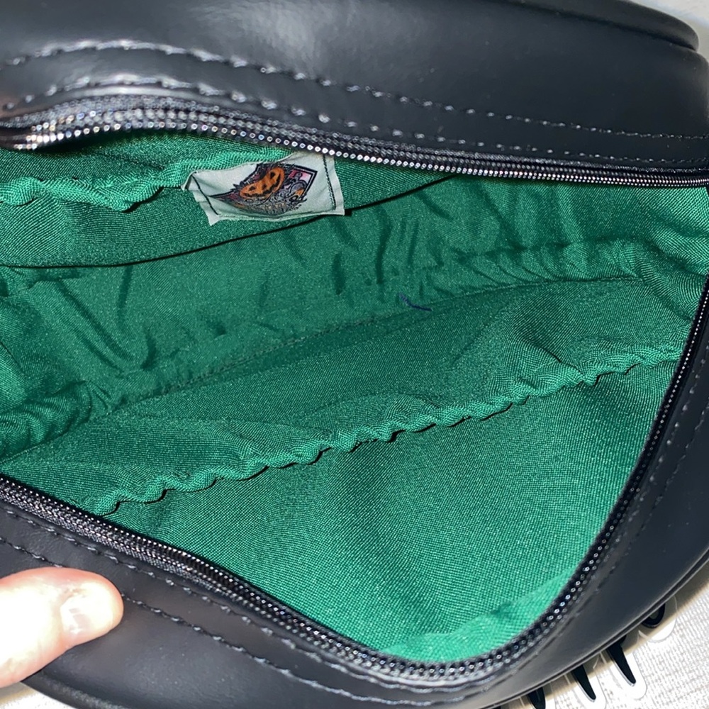 *Love Pain and Stitches Happy Tooth Black and Iridescent Green Pumpkin Purse - Picture 8 of 9